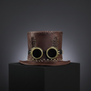 Haut-de-Forme Steampunk Cuir Marron avec Lunettes