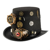 double lunettes steampunk, œil de cyclope, chapeau ingénieur rétro, accessoires steampunk, crânes steampunk, haut de forme noir