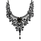 Collier Dentelle Gothique Victorien - Bijou Noir avec Pierre