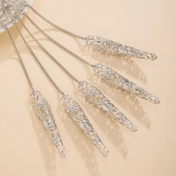 Protège-Ongles Gothiques Dentelle Noire avec Bracelet - Finger Armor Victorien