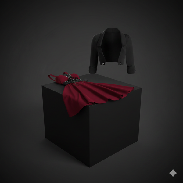 Ensemble Robe Gothique Steampunk Bordeaux avec Boléro Noir - 2 Pièces