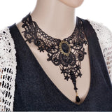 Collier Dentelle Gothique Victorien - Bijou Noir avec Pierre