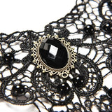 Collier Dentelle Gothique Victorien - Bijou Noir avec Pierre