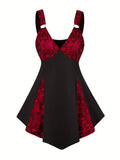 Robe Gothique Rouge Serpent Noir Asymétrique - Robe Pin-Up Dark Python
