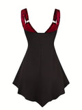 Robe Gothique Rouge Serpent Noir Asymétrique - Robe Pin-Up Dark Python