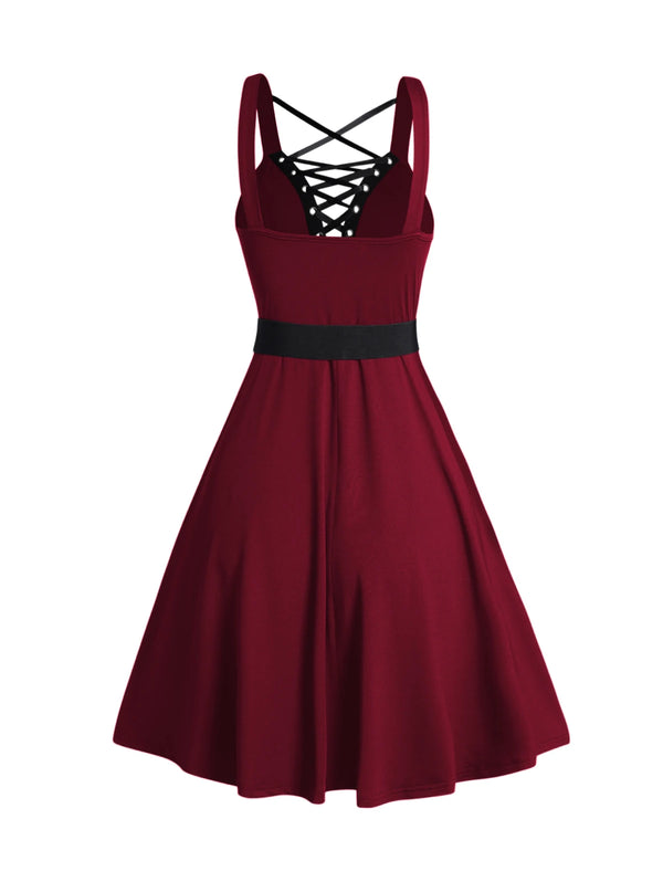 Ensemble Robe Gothique Steampunk Bordeaux avec Boléro Noir - 2 Pièces