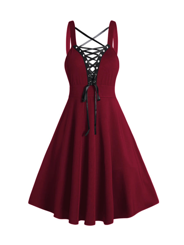 Ensemble Robe Gothique Steampunk Bordeaux avec Boléro Noir - 2 Pièces