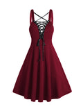 Ensemble Robe Gothique Steampunk Bordeaux avec Boléro Noir - 2 Pièces