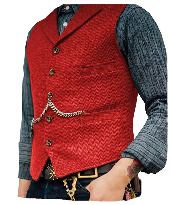 Gilet Homme Steampunk Marron à Chevrons