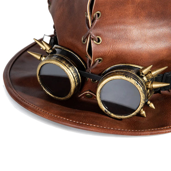 Hauts-de-Forme Steampunk Artisanaux en Cuir Véritable