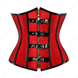 Corset Steampunk Cuir Marron Chaînes Bronze - Bustier Victorien Gothic Underbust