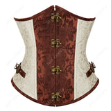 Corset Steampunk Cuir Marron Chaînes Bronze - Bustier Victorien Gothic Underbust