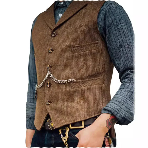 Gilet Homme Steampunk Marron à Chevrons