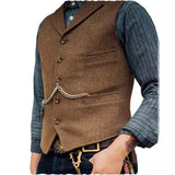 Gilet Homme Steampunk Marron à Chevrons