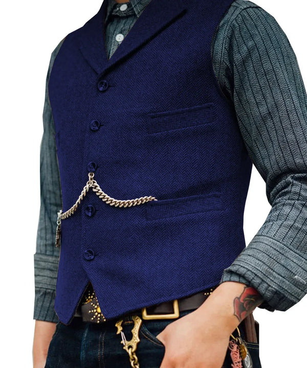 Gilet Homme Steampunk Marron à Chevrons