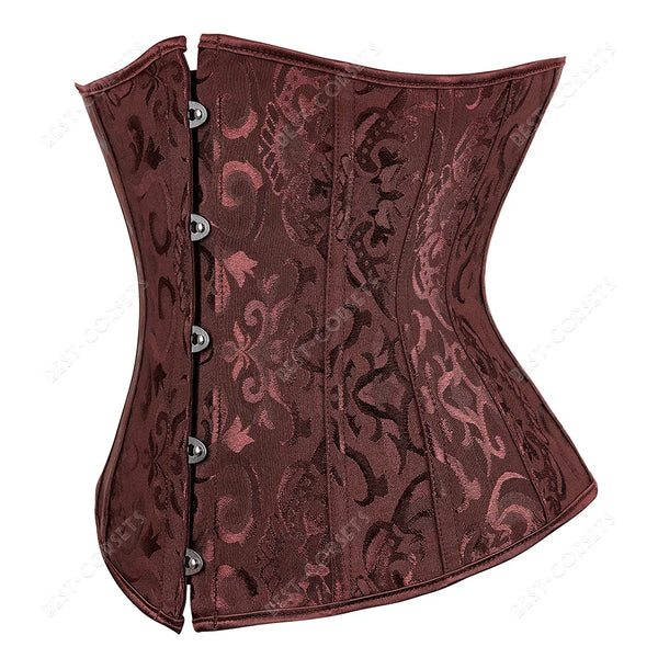 Corset Steampunk Cuir Marron Chaînes Bronze - Bustier Victorien Gothic Underbust