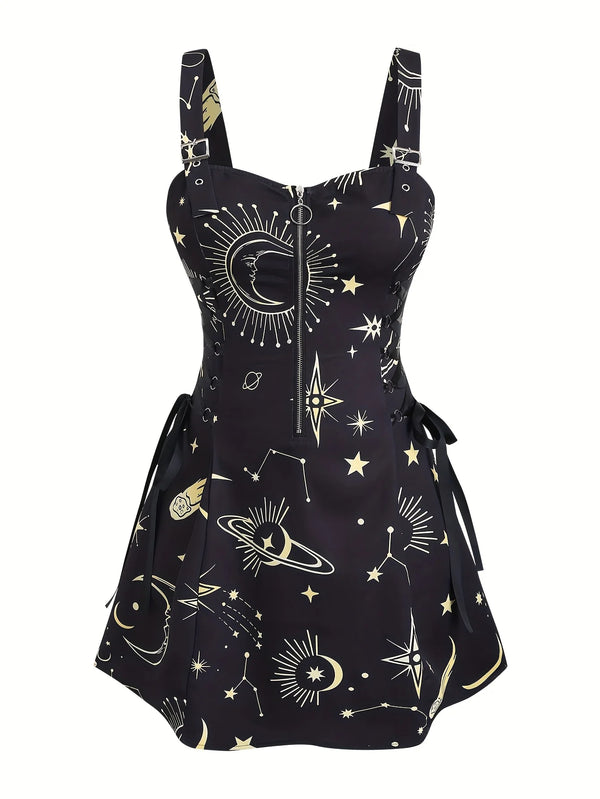 Robe Gothique Rouge Roses Noires Laçage - Robe Pin-Up Gothic Évasée