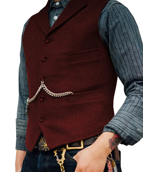 Gilet Homme Steampunk Marron à Chevrons