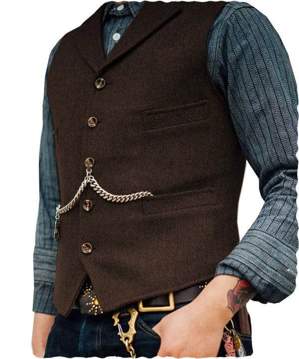 Gilet Homme Steampunk Marron à Chevrons