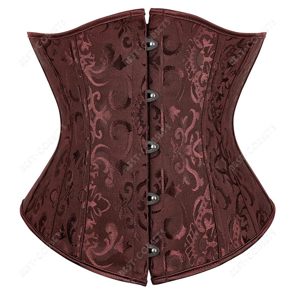 Corset Steampunk Cuir Marron Chaînes Bronze - Bustier Victorien Gothic Underbust