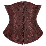 Corset Steampunk Cuir Marron Chaînes Bronze - Bustier Victorien Gothic Underbust