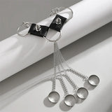 Bracelet-Bague Chaîne Gothique Acier Noir