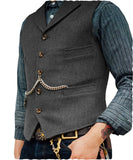 Gilet Homme Steampunk Marron à Chevrons