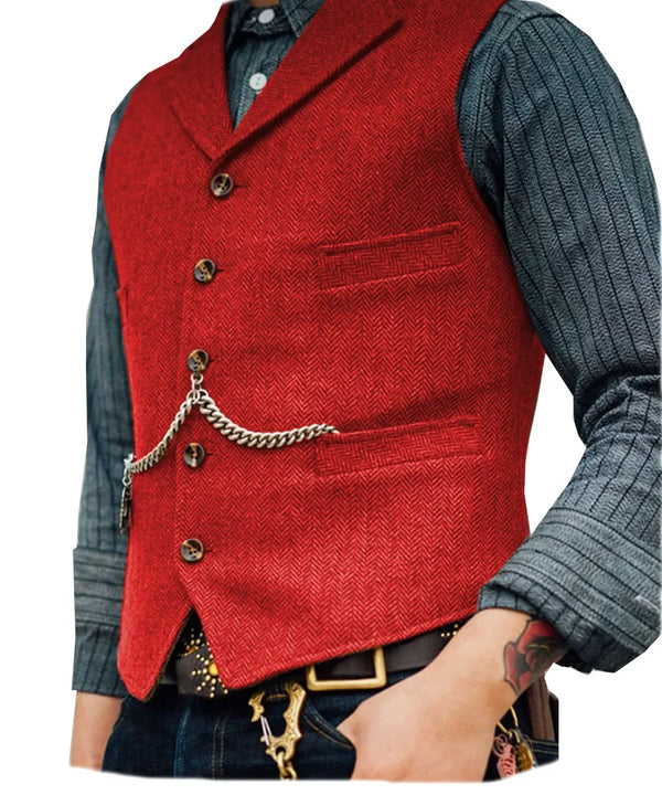 Gilet Homme Steampunk Marron à Chevrons