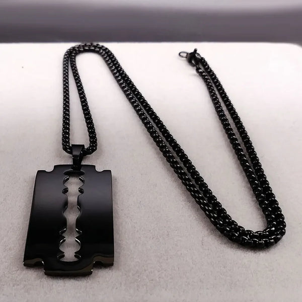 Collier Lame de Rasoir Acier Noir