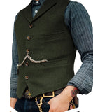 Gilet Homme Steampunk Marron à Chevrons