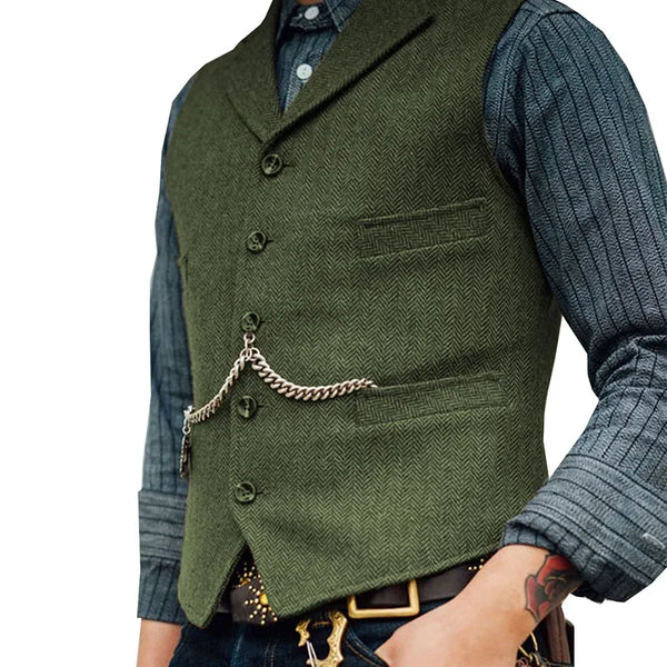 Gilet Homme Steampunk Marron à Chevrons