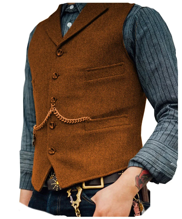 Gilet Homme Steampunk Marron à Chevrons