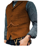 Gilet Homme Steampunk Marron à Chevrons