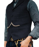 Gilet Homme Steampunk Marron à Chevrons