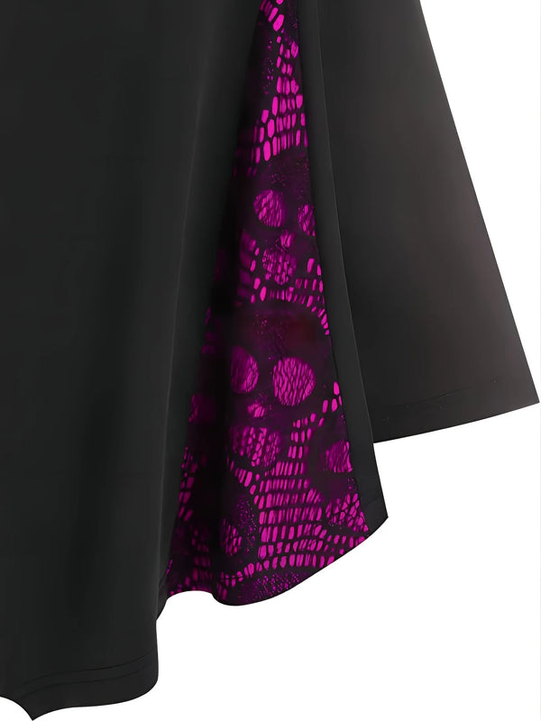 Robe Gothique Rouge Serpent Noir Asymétrique - Robe Pin-Up Dark Python