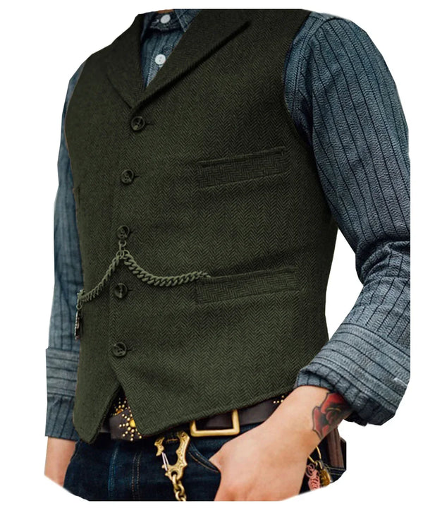Gilet Homme Steampunk Marron à Chevrons