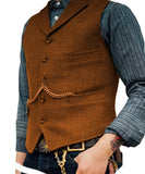 Gilet Homme Steampunk Marron à Chevrons