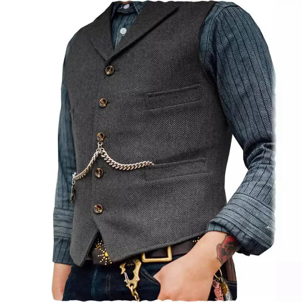 Gilet Homme Steampunk Marron à Chevrons