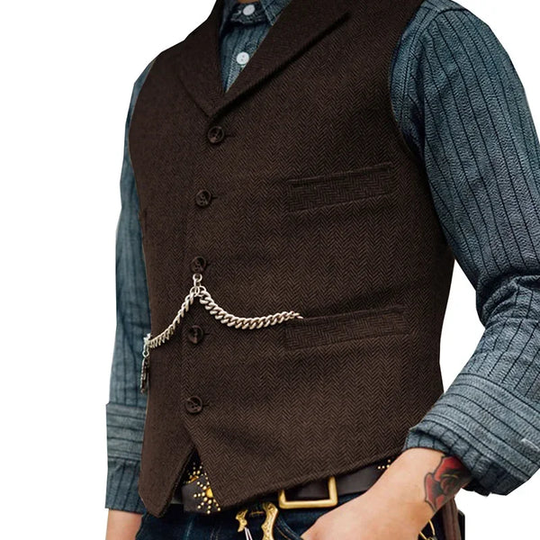 Gilet Homme Steampunk Marron à Chevrons
