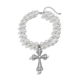 Collier de Perles Gothique Croix Victorienne Noire