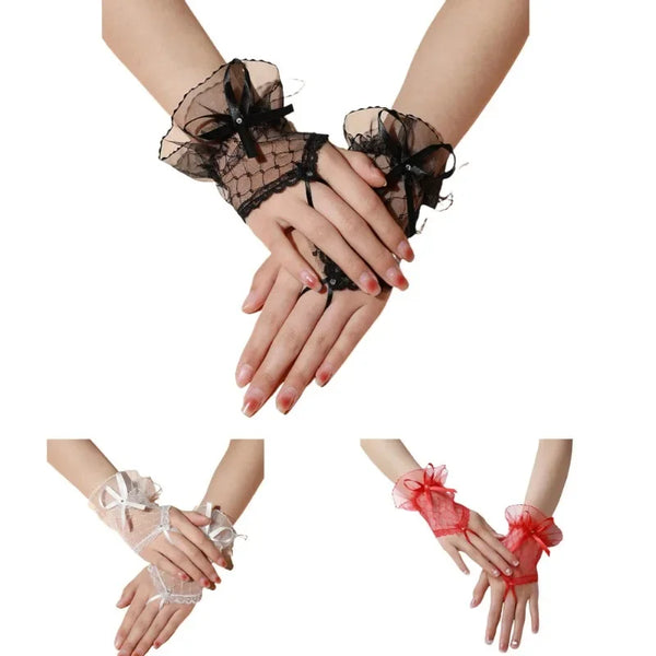 Gants Mitaines Dentelle Noire Romantique