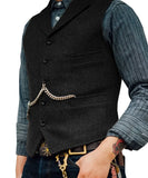 Gilet Homme Steampunk Marron à Chevrons