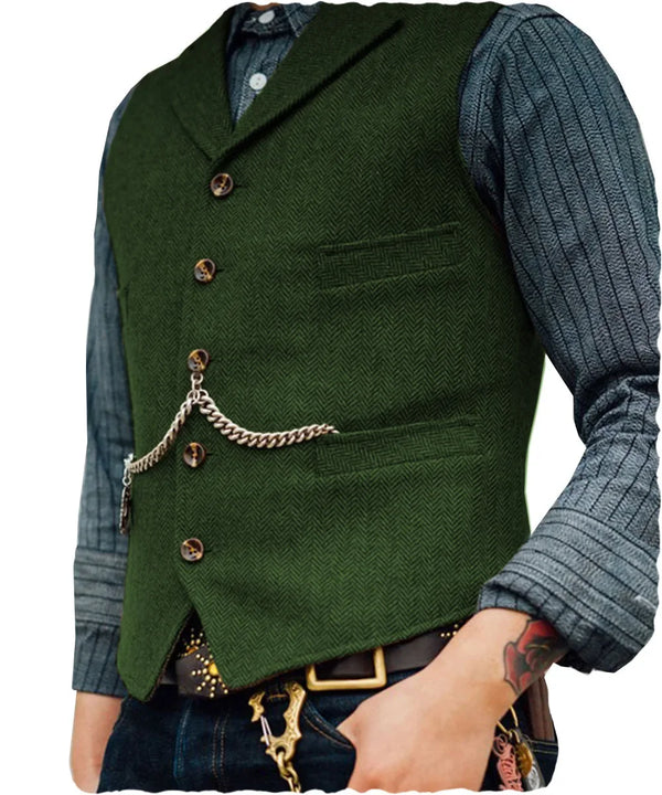 Gilet Homme Steampunk Marron à Chevrons