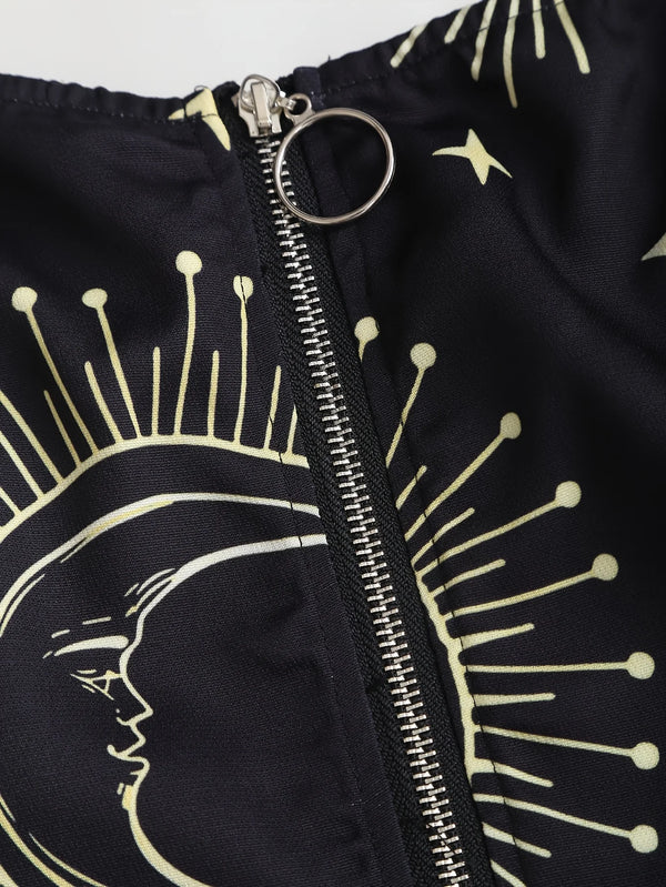 Robe Gothique Rouge Roses Noires Laçage - Robe Pin-Up Gothic Évasée