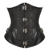Corset Steampunk Cuir Marron Chaînes Bronze - Bustier Victorien Gothic Underbust