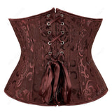Corset Steampunk Cuir Marron Chaînes Bronze - Bustier Victorien Gothic Underbust