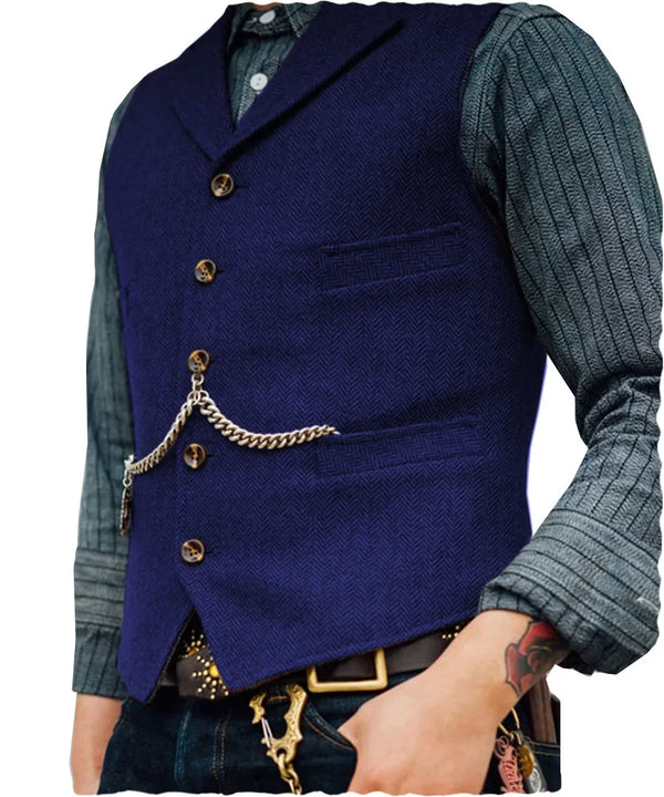 Gilet Homme Steampunk Marron à Chevrons