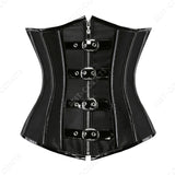 Corset Steampunk Cuir Marron Chaînes Bronze - Bustier Victorien Gothic Underbust