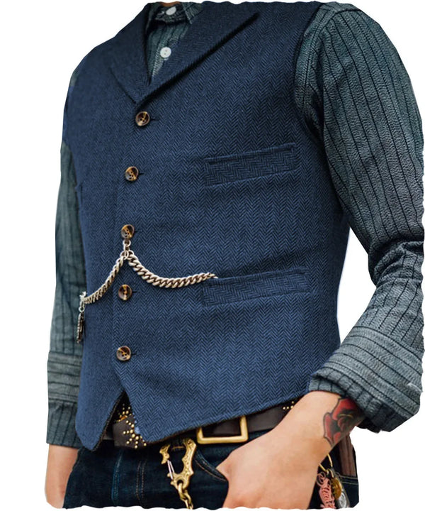 Gilet Homme Steampunk Marron à Chevrons