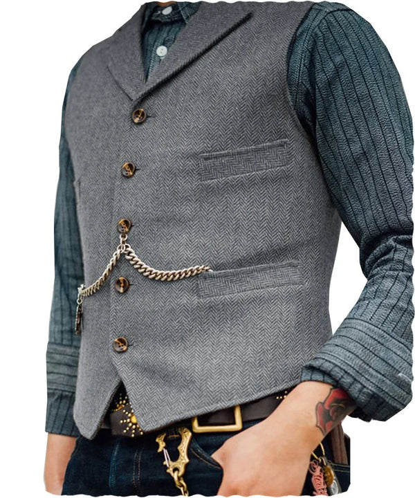 Gilet Homme Steampunk Marron à Chevrons